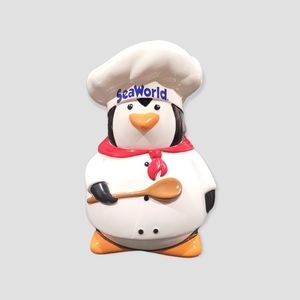 RARE Sea World Penguin Chef Hat Cooking Cookie Jar Canister Souvenir Shamu Shop